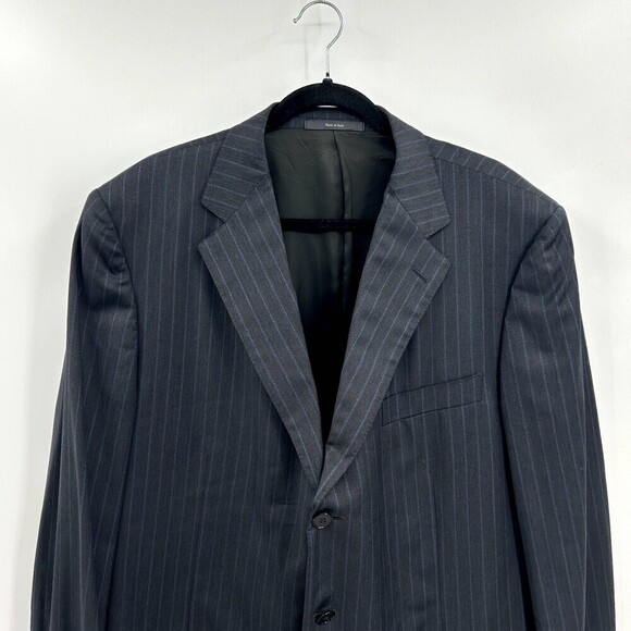 ERMENEGILDO ZEGNA Men's Wool Silk Gray Blue Striped Traveller Blazer Jacket 58R - Picture 4 of 11